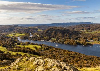 View from Gummer's How over Lake Windermere towards Newby Bridge and Lakeside